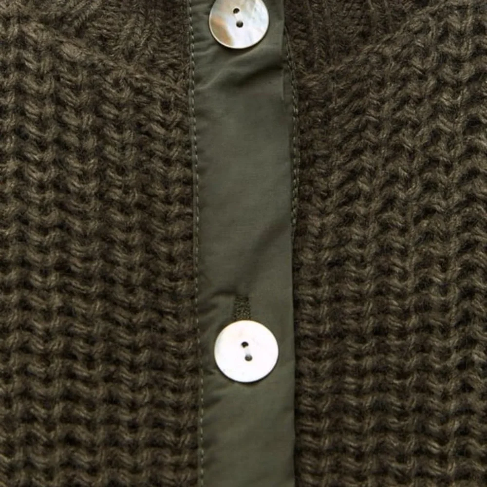 NWT Zara Green Knit Cardigan Cropped Style Zara combination nit cardigan with p - Picture 6 of 16